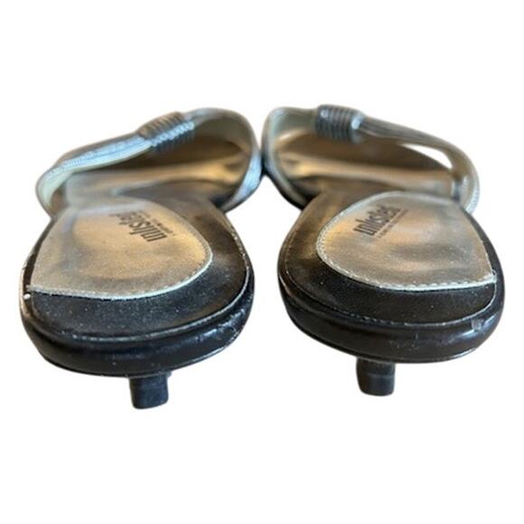 Unlisted Black & Silver Striped Knot Slip-On Kitten Heel Sandals – Size 8.5 - Picture 4 of 7